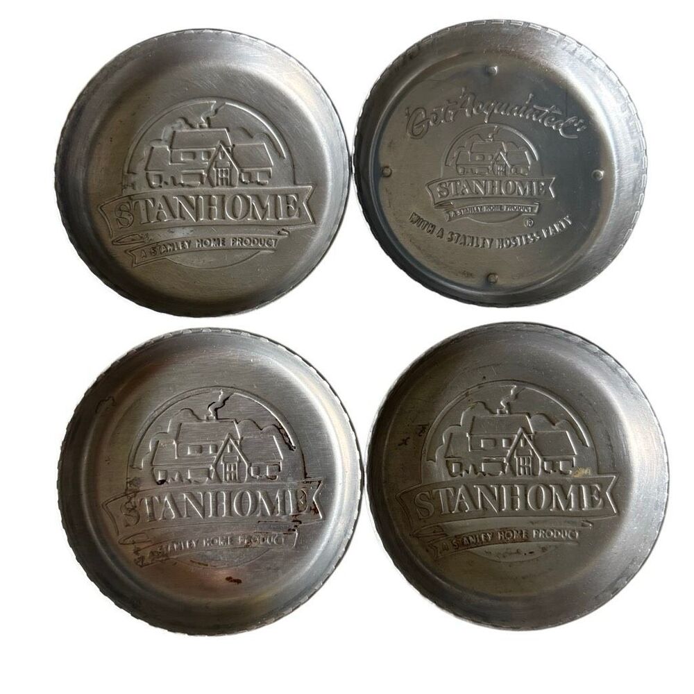 Vintage Stanhome Aluminum Coasters Lot of 4 Stanley Home Products Hostess Party
